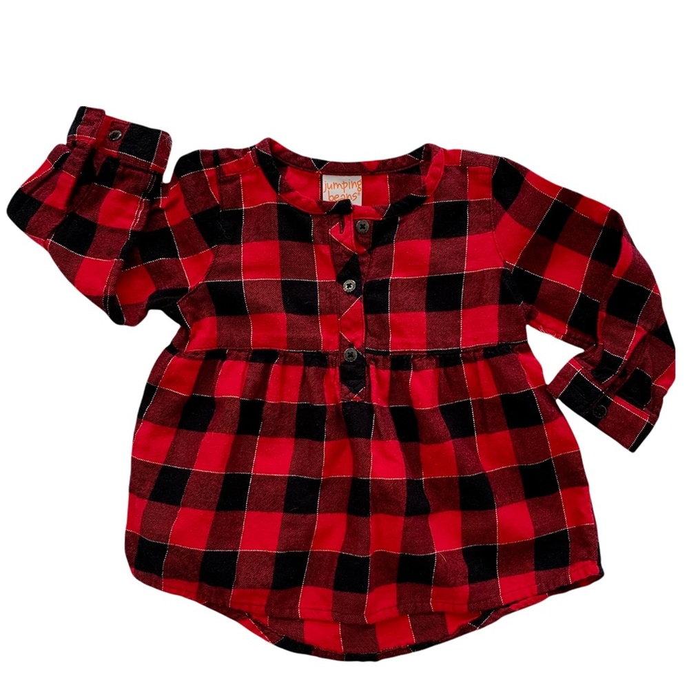 Red Black Buffalo Plaid Tunic Shirt Size 18 Months